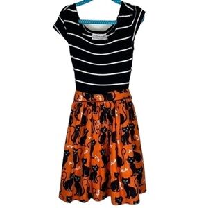 Fiveloaves Twofish Black Cat Halloween Dress Size 5